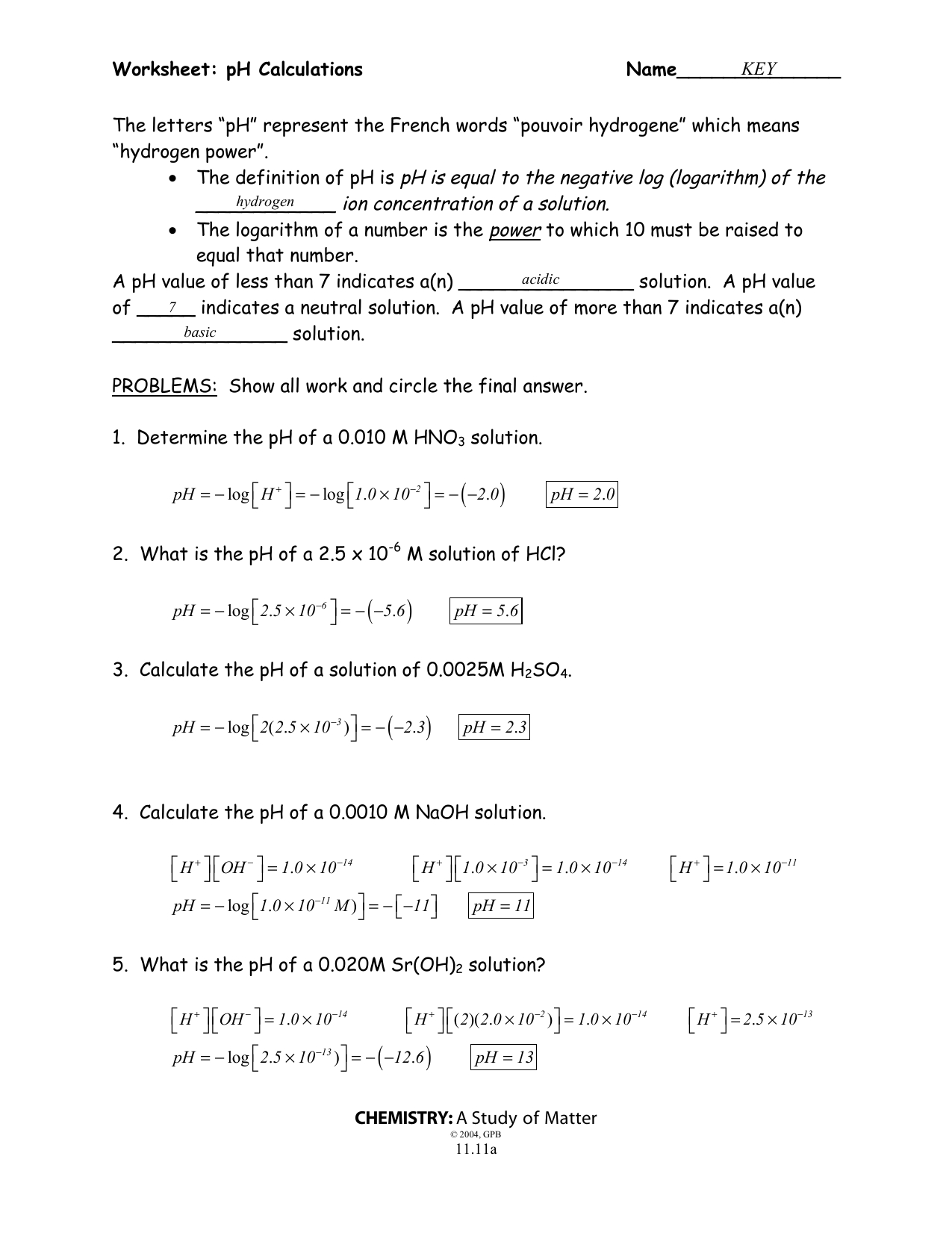 Ph And Poh Worksheet Answers within Ph And Poh Worksheet Answers