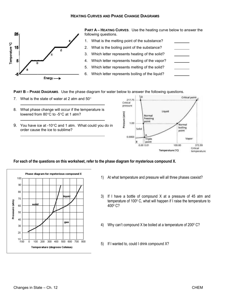 Phase Change Worksheet Answers inside Phase Change Worksheet Answers