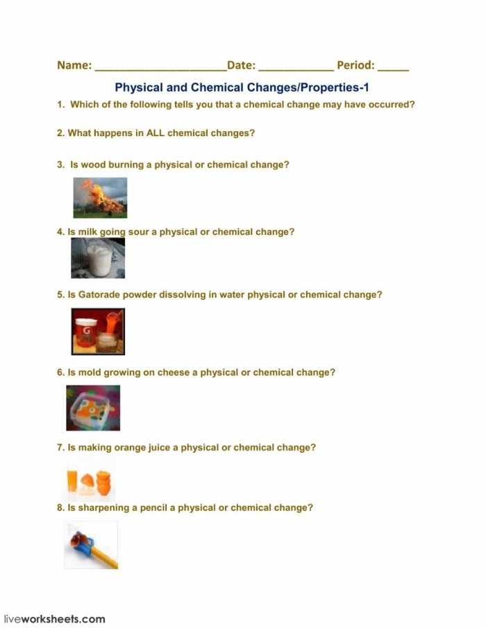 Physical And Chemical Changes Worksheets | 99Worksheets regarding Physical And Chemical Change Worksheet