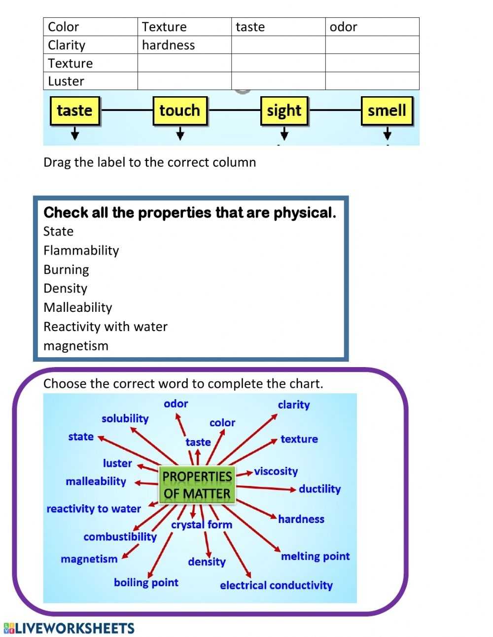 Physical Properties Of Matter Worksheet - Word Worksheet in Physical Properties Of Matter Worksheet