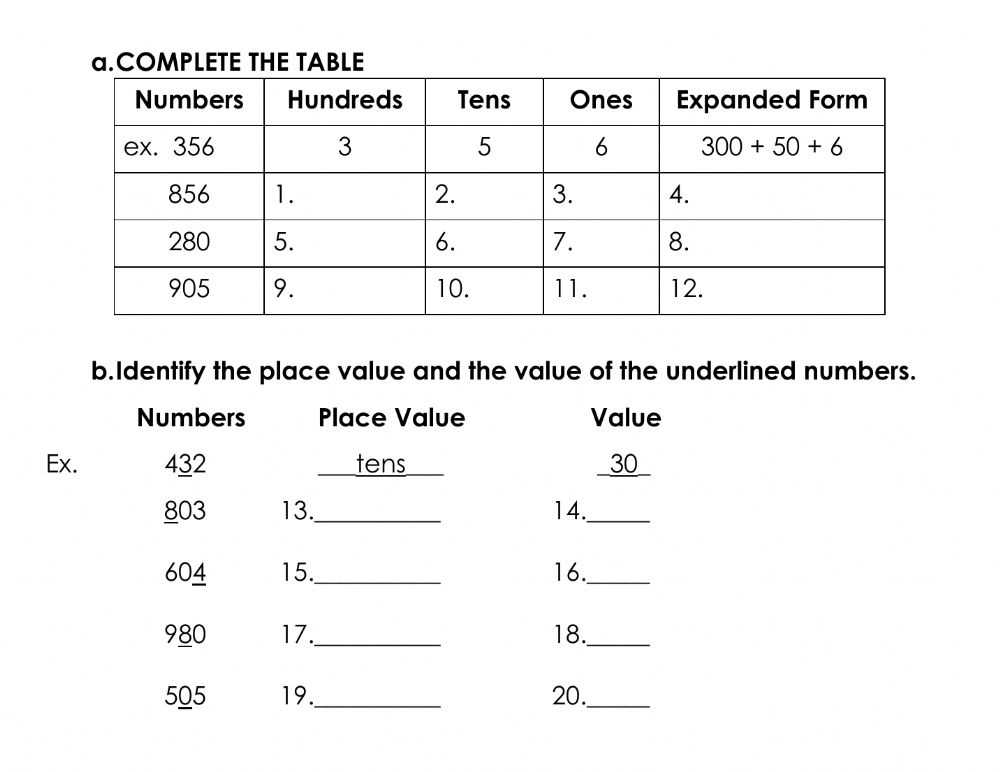 Place Value (Hundreds, Tens And Ones) Interactive Worksheet Throughout Ones Tens Hundreds Worksheet
