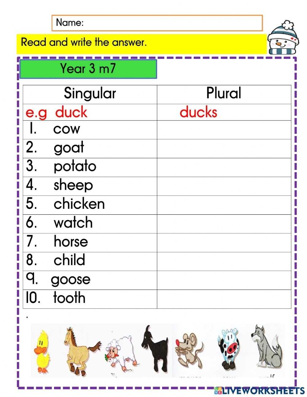 Plural Nouns Worksheets For Grade 2 K5 Learning - Printable Plural for Singular And Plural Nouns Worksheet