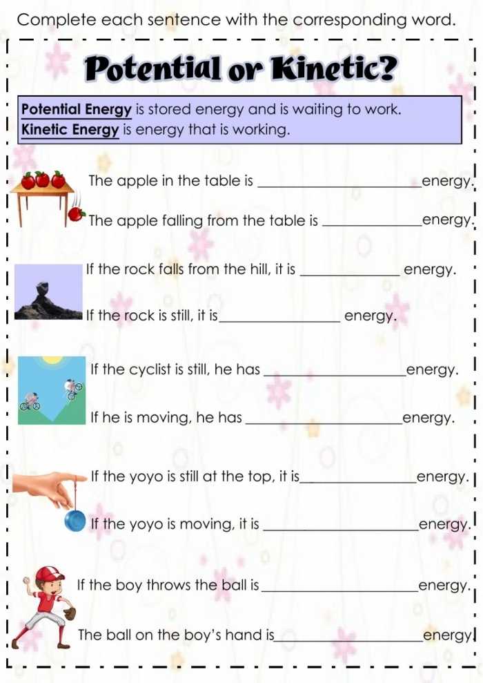 Potential And Kinetic Energy Worksheets | 99Worksheets For Potential And Kinetic Energy Worksheet