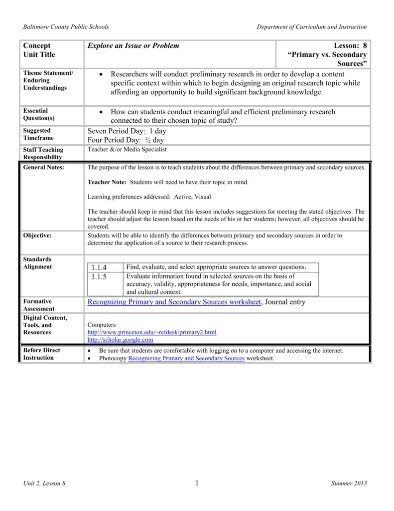 Primary And Secondary Sources Worksheet - Free Printable Worksheets for Primary And Secondary Sources Worksheet
