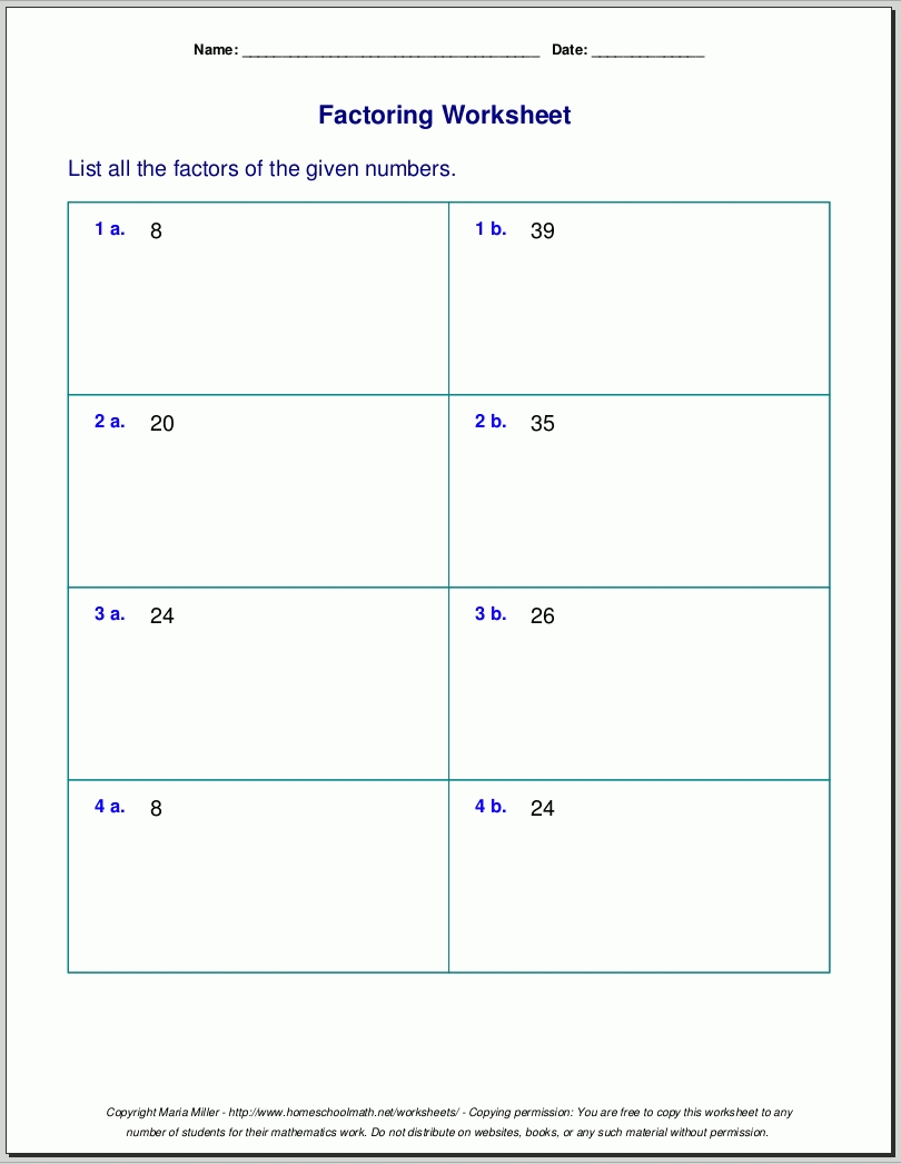 Prime Factorization Tree Worksheet for Prime Factorization Tree Worksheet