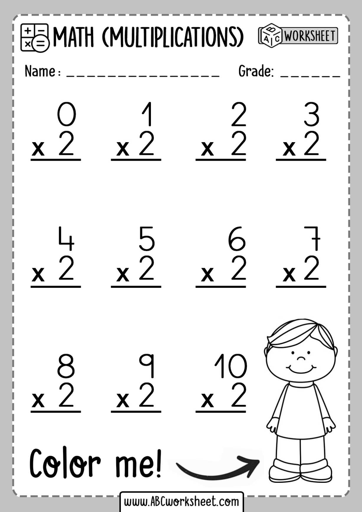 Printable Multiplication Tables Worksheet With Regard To 2 Times Table Worksheet