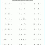 Printable Primary Math Worksheet For Math Grades 1 To 6 Based On The Inside Multiplication Of Integers Worksheet