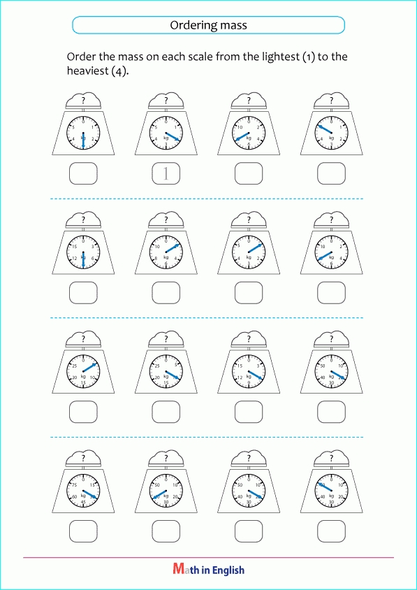 Printable Primary Math Worksheet For Math Grades 1 To 6 Based On The Singapore Math Curriculum. in Order Of The Mass Worksheet