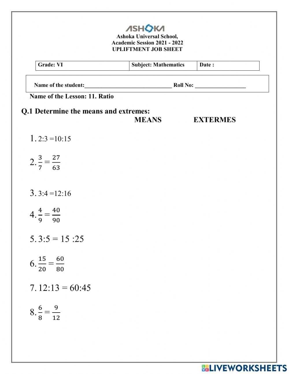 Proportions Worksheet 20Th Grade With Regard To Proportions Worksheet 6Th Grade
