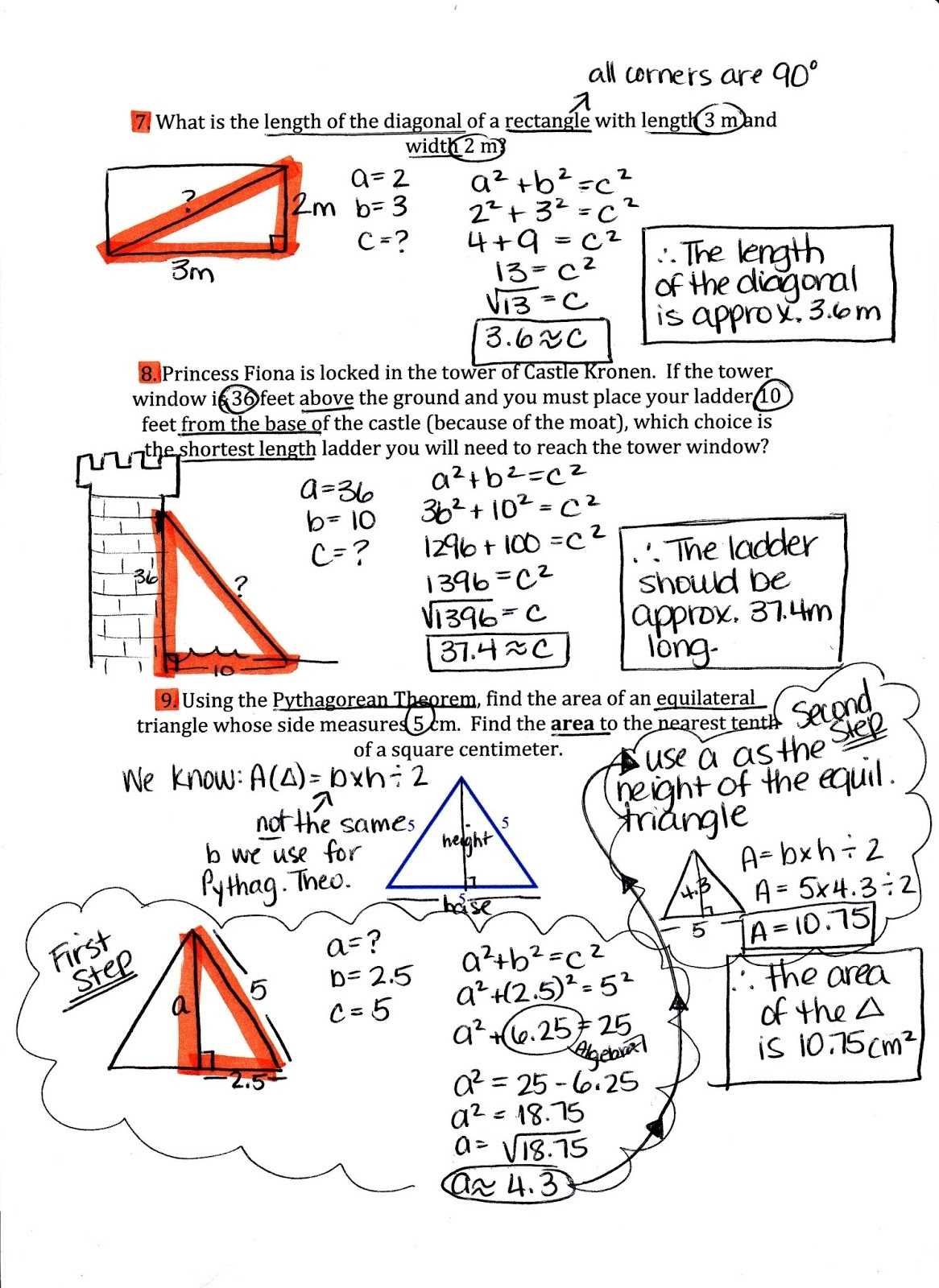 Pythagorean Theorem Problems With Answers inside Pythagorean Theorem Word Problems Worksheet