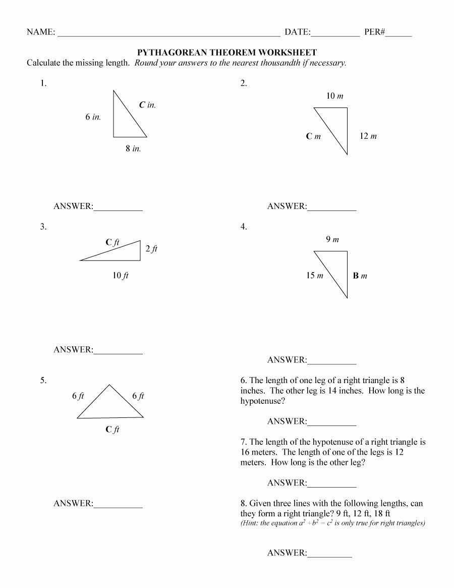 Pythagorean Theorem Worksheet Answer Key | Education Template in Pythagorean Theorem Worksheet Answer Key