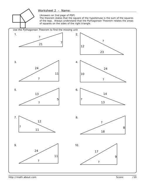 Pythagorean Theorem Worksheet Pdf With Answers - Worksheet List For Pythagorean Theorem Practice Worksheet