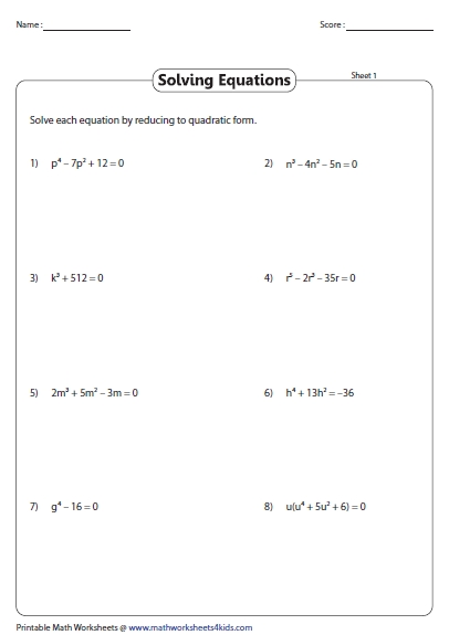 Quadratic Formula Worksheets inside The Quadratic Formula Worksheet