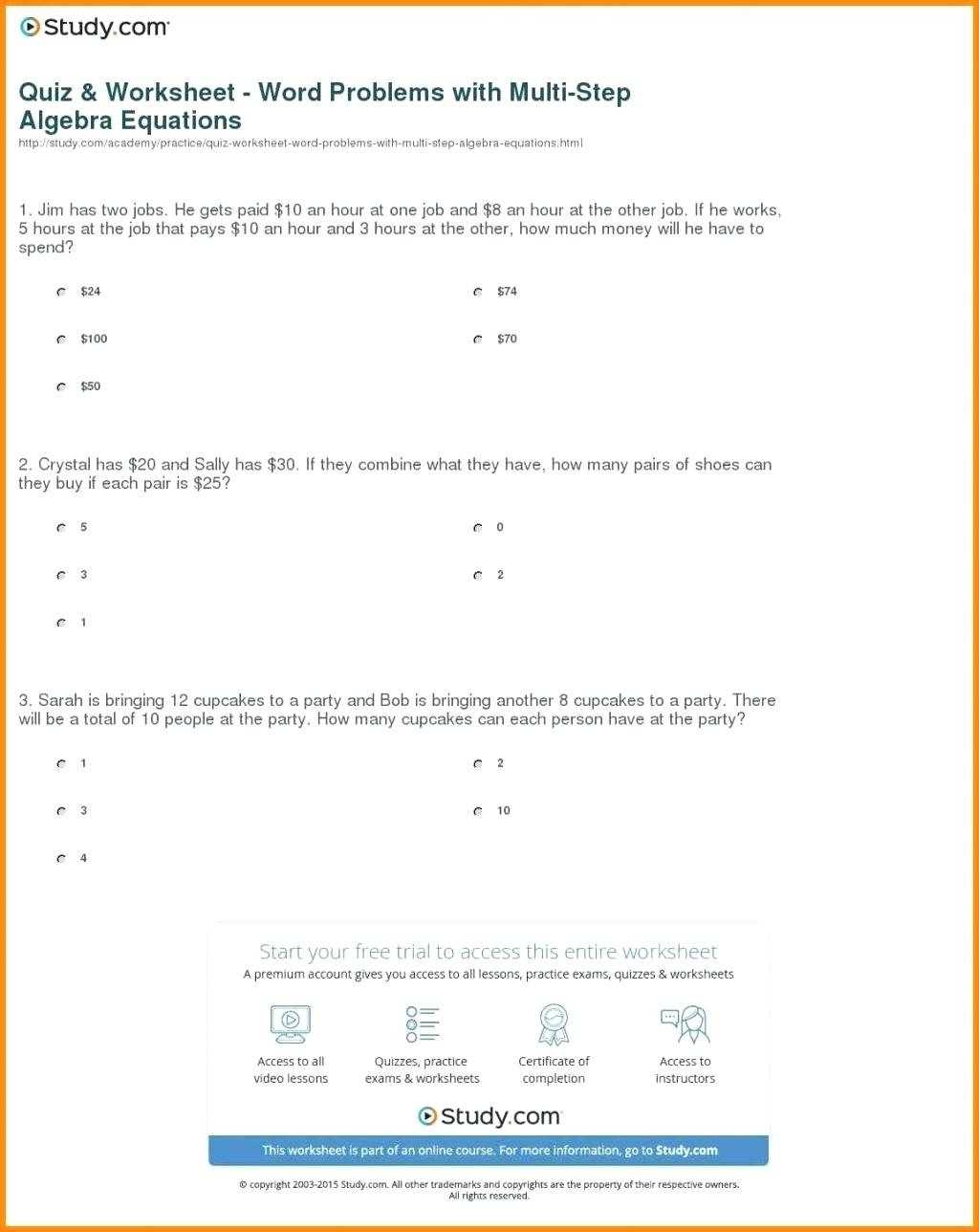 Quadratic Word Problems Worksheet — Db-Excel with Quadratic Equations Word Problems Worksheet
