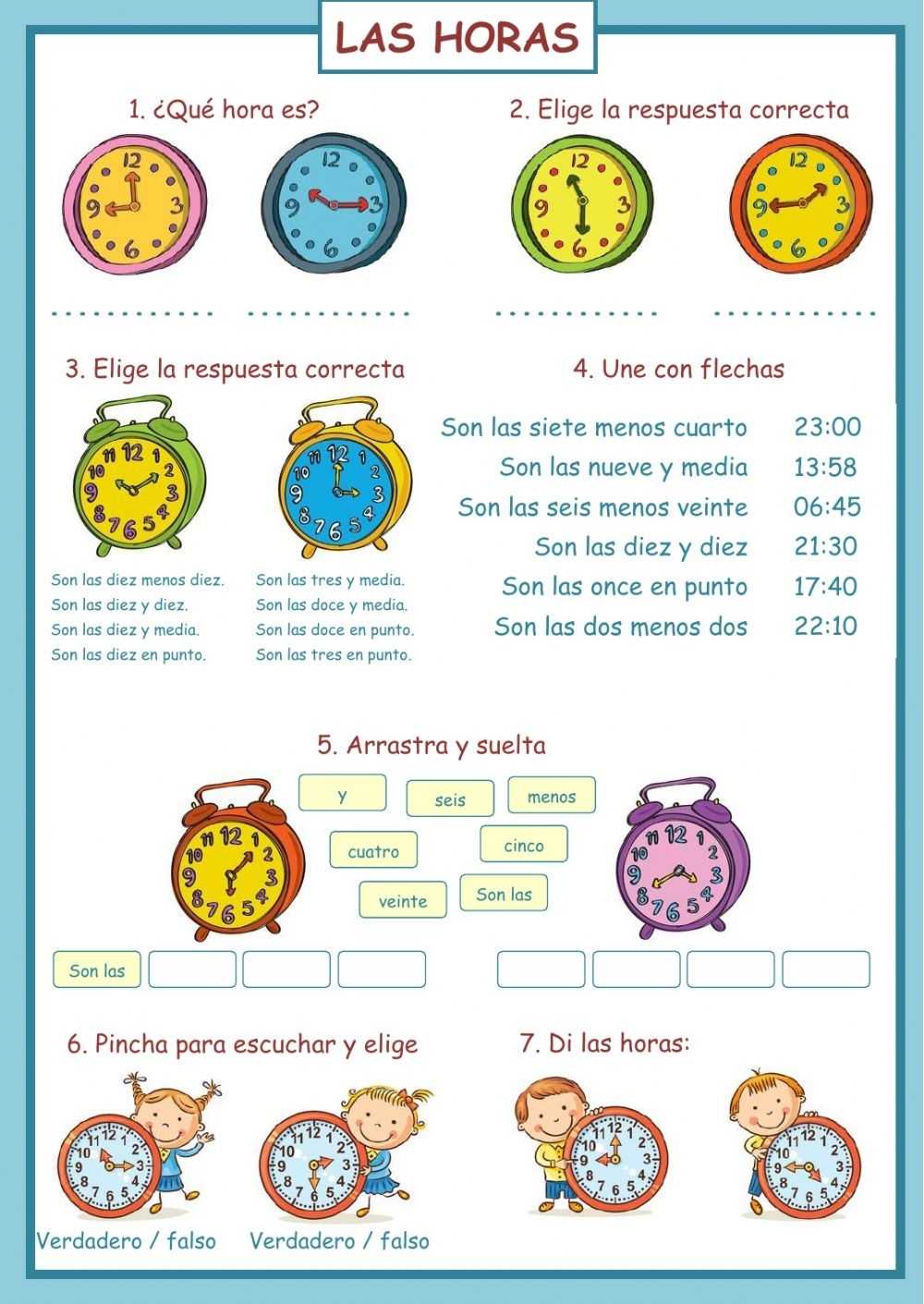 Que Hora Es Worksheet with regard to Que Hora Es Worksheet