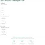 Quiz &amp; Worksheet - Combining Like Terms | Study in Combining Like Terms Practice Worksheet
