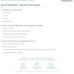 Quiz & Worksheet – Expulsion From School | Study For In School Suspension Worksheet