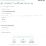 Quiz & Worksheet – Primary & Secondary Sources Of Law | Study Within Primary And Secondary Sources Worksheet