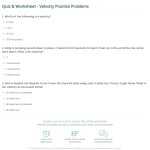 Quiz & Worksheet – Velocity Practice Problems | Study In Speed Practice Problems Worksheet
