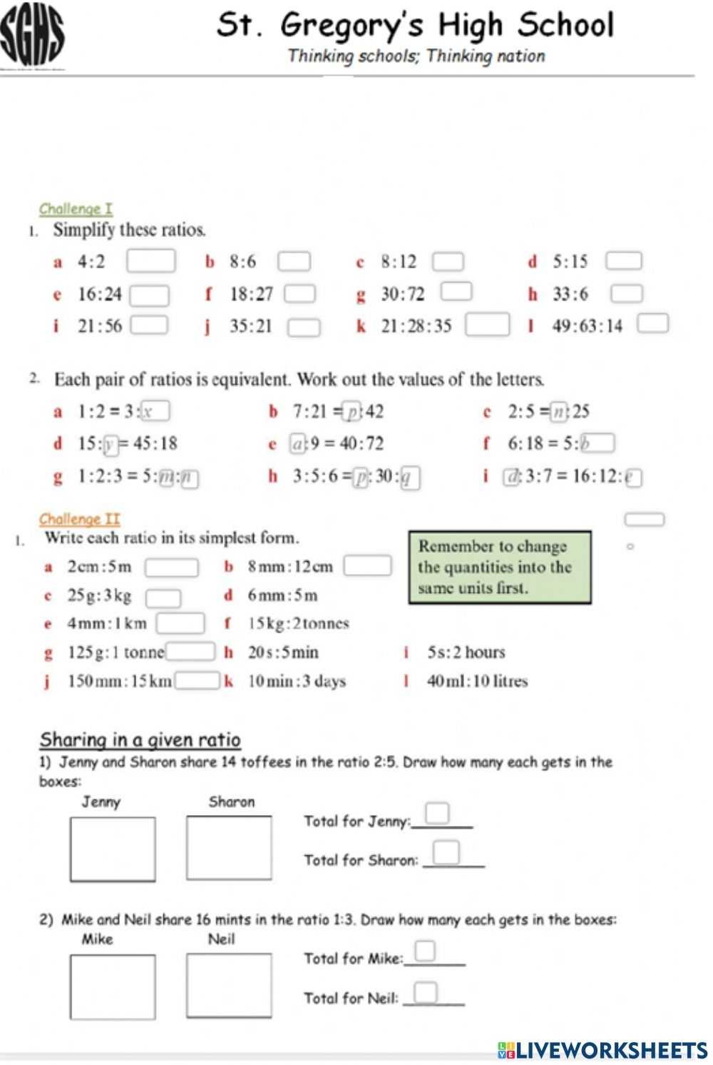 Ratio And Proportion Worksheet - Kindergarten Worksheets inside Ratios And Proportions Worksheet