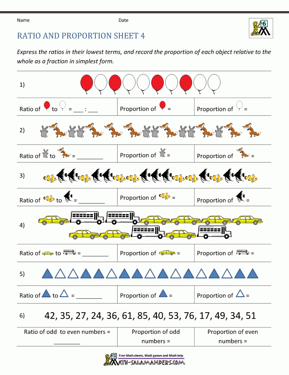 Ratio And Proportion Worksheet with regard to Ratio And Proportion Worksheet Pdf