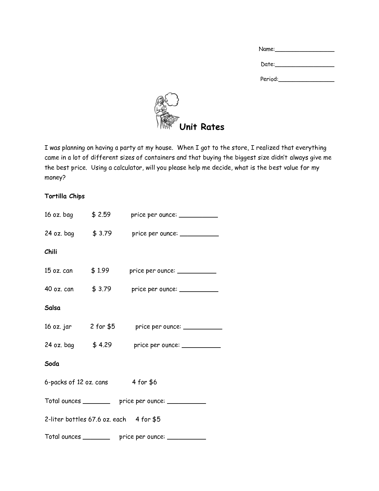 Ratios And Unit Rates Worksheet - Isacork Pertaining To Unit Rate Word Problems Worksheet