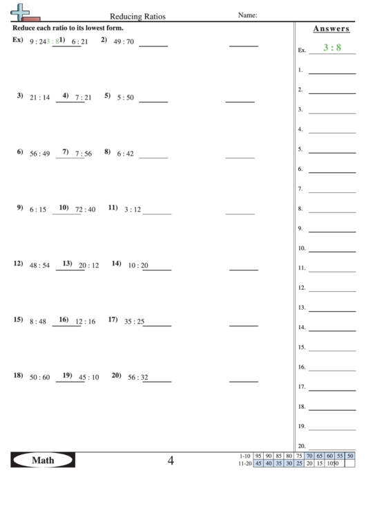 Reducing Ratios Worksheet With Answer Key Printable Pdf Download Within Reducing Fractions Worksheet Pdf