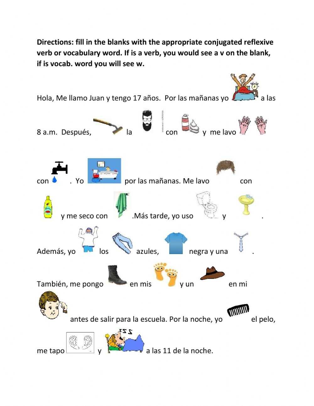 Reflexive Verbs Spanish Worksheet - Word Worksheet intended for Reflexive Verbs Spanish Worksheet