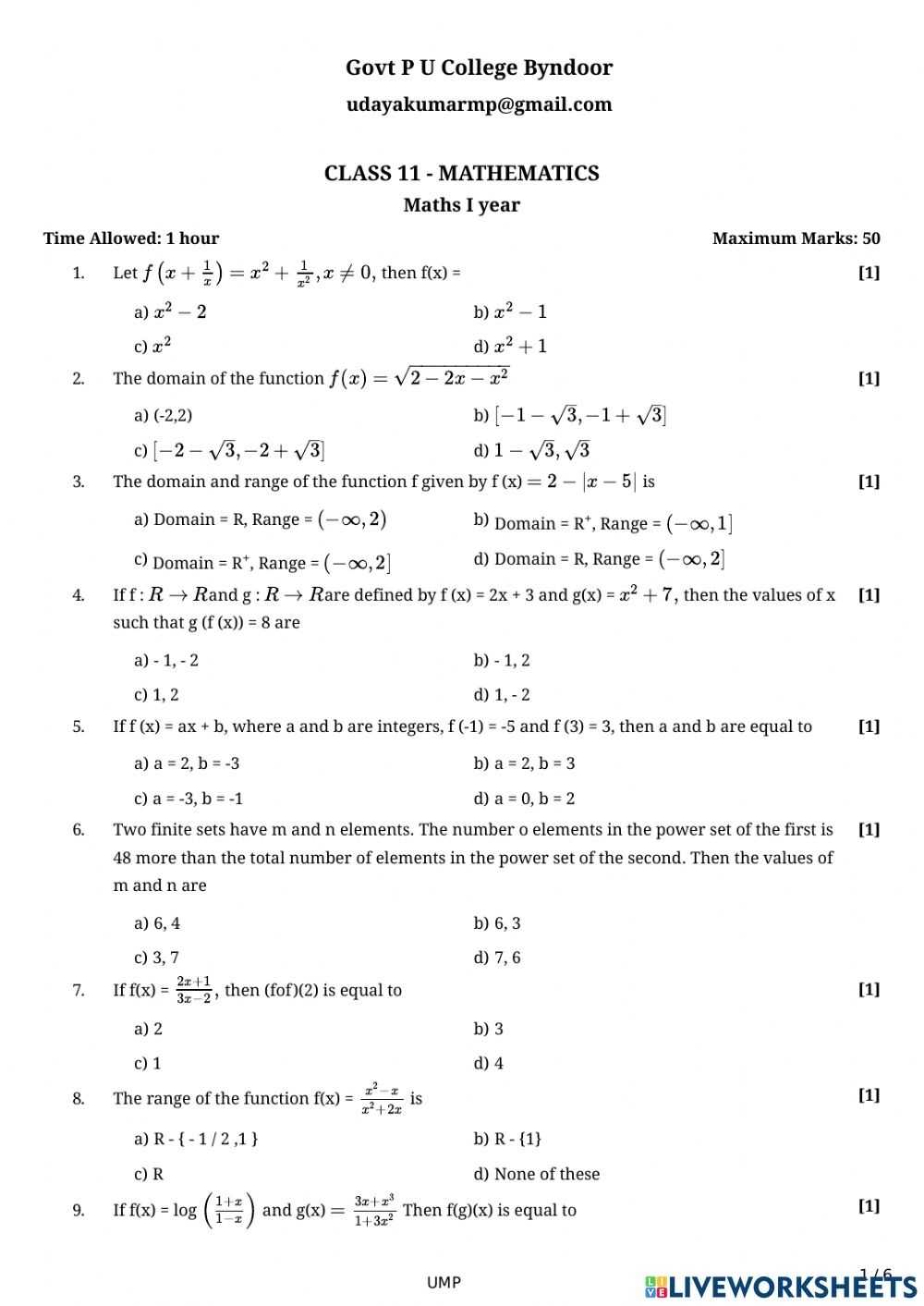 Relation And Function Worksheet throughout Relations And Functions Worksheet