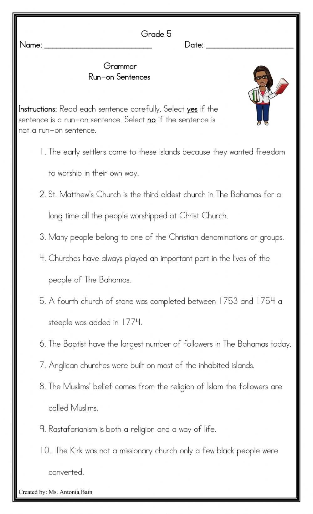 Run On Sentence Worksheet pertaining to Run On Sentences Worksheet