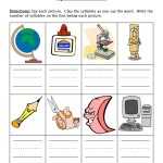 School Words Syllable Worksheet – Have Fun Teaching In Syllable Worksheet For Kindergarten