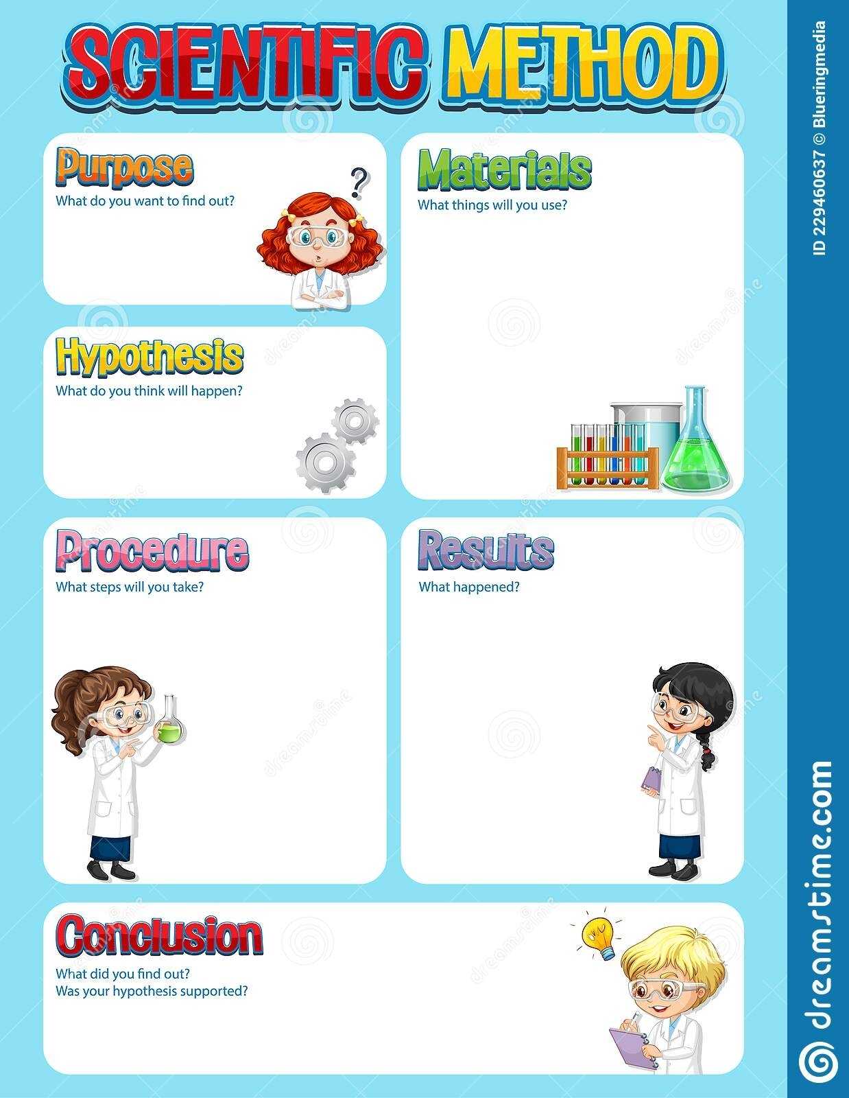 Scientific Method Worksheet Template Stock Vector - Illustration Of Elementary, Blank: 229460637 within Scientific Method Worksheet Elementary
