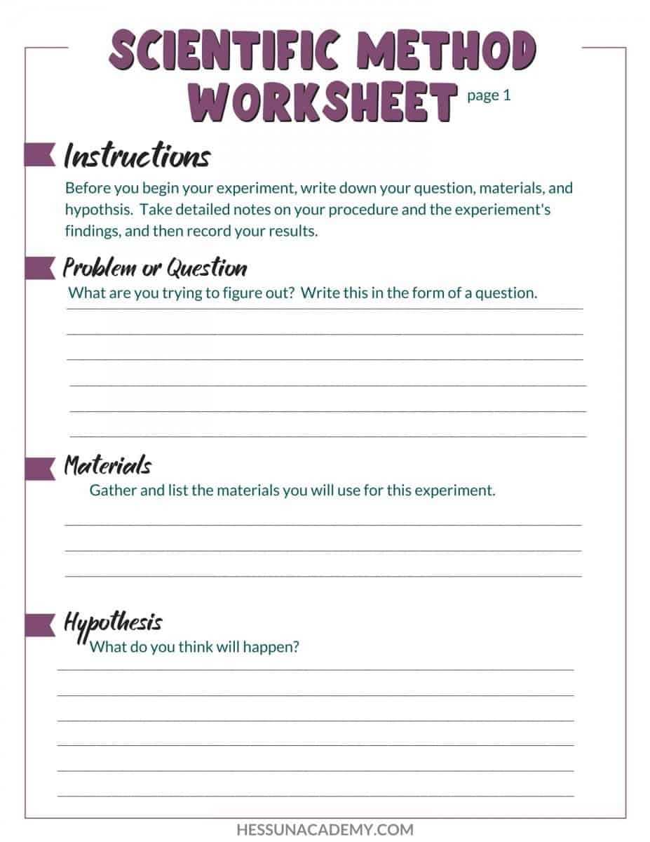 Scientific Method Worksheets Cover | Hess Un Academy In Scientific Method Worksheet High School