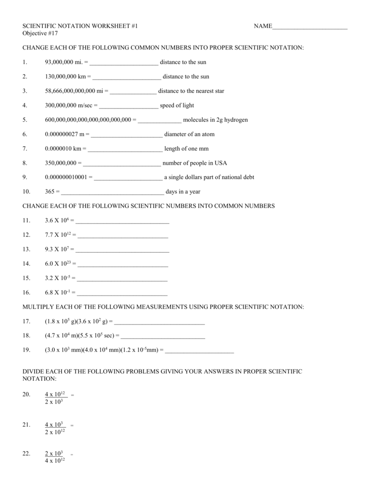 Scientific Notation Worksheet Answer Key With Regard To Scientific Notation Worksheet Answer Key