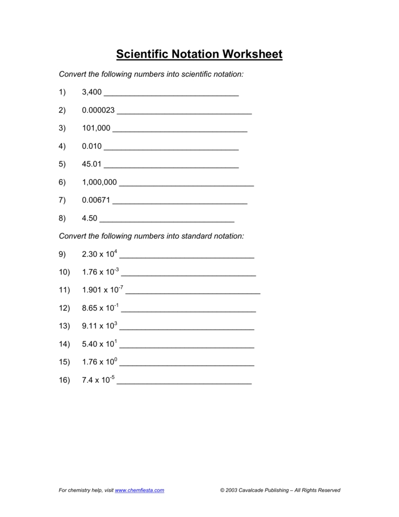 Scientific Notation Worksheet Answers — Db Excel With Regard To Scientific Notation Worksheet Answer Key