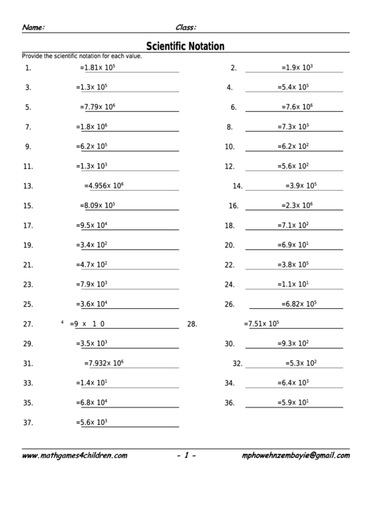 Scientific Notation Worksheet With Answer Key Printable Pdf Download With Scientific Notation Worksheet Answers