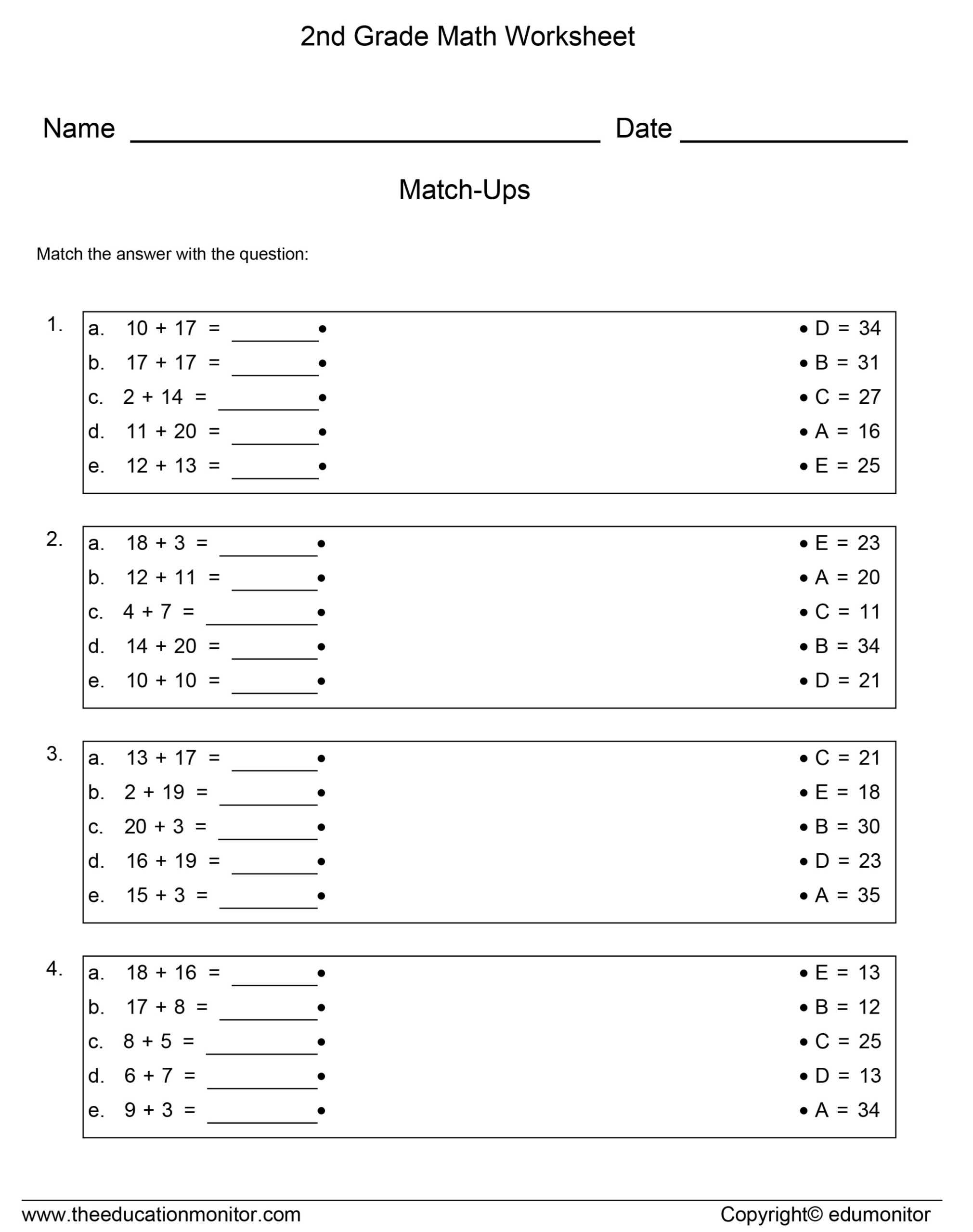 Second Grade Math Worksheet, Free Practice Printable Activities regarding 2Nd Grade Geometry Worksheet