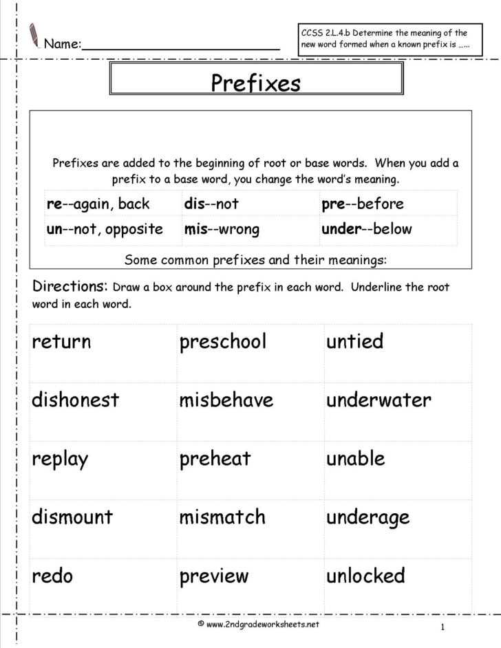 Second Grade Prefixes Worksheets — Db Excel With Prefixes Worksheet 2Nd Grade