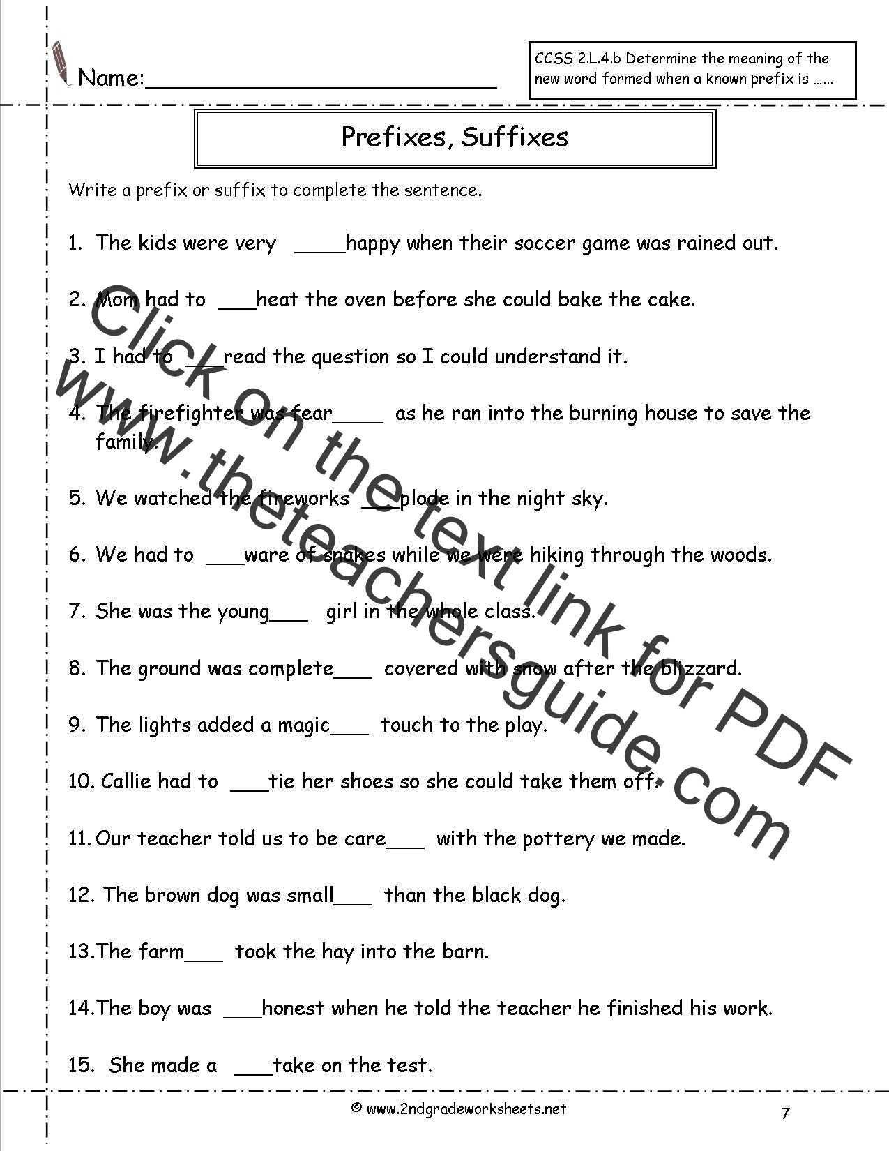 Second Grade Prefixes Worksheets with Prefixes And Suffixes Worksheet