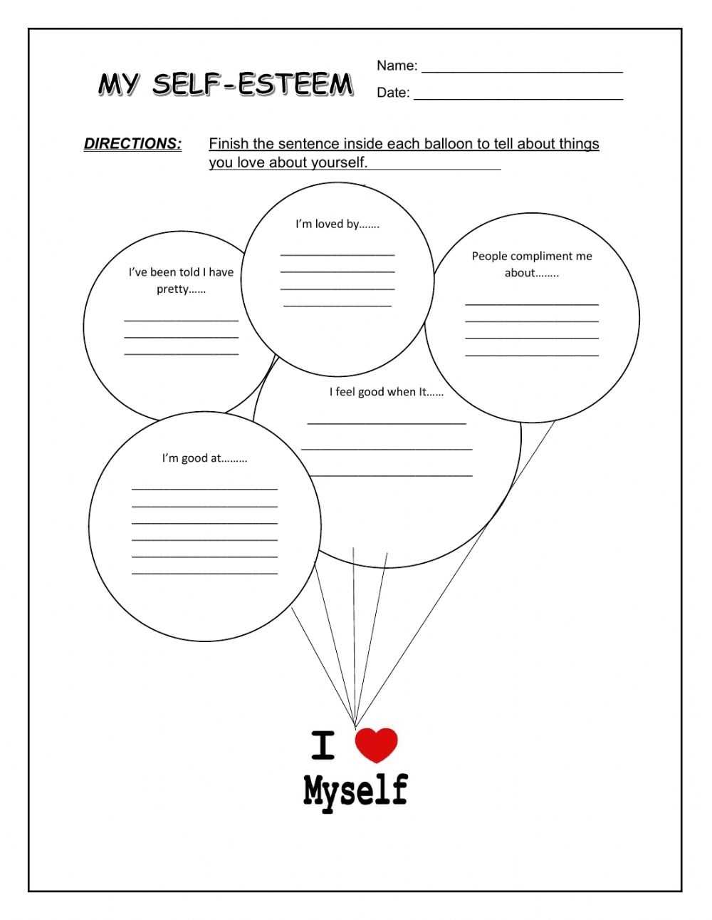 Self Esteem Worksheet For Adults - Word Worksheet for Self Esteem Worksheet For Teens