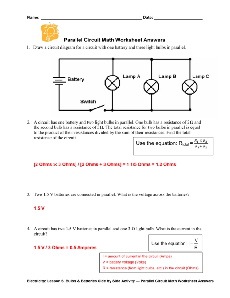 Series Circuit Practice Worksheet Within Combination Circuits Worksheet With Answers