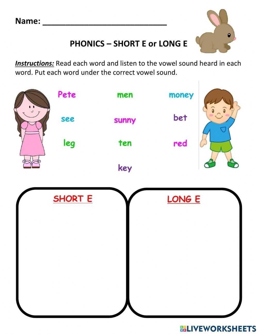 Short And Long Vowel Worksheet Intended For Short And Long Vowel Worksheet