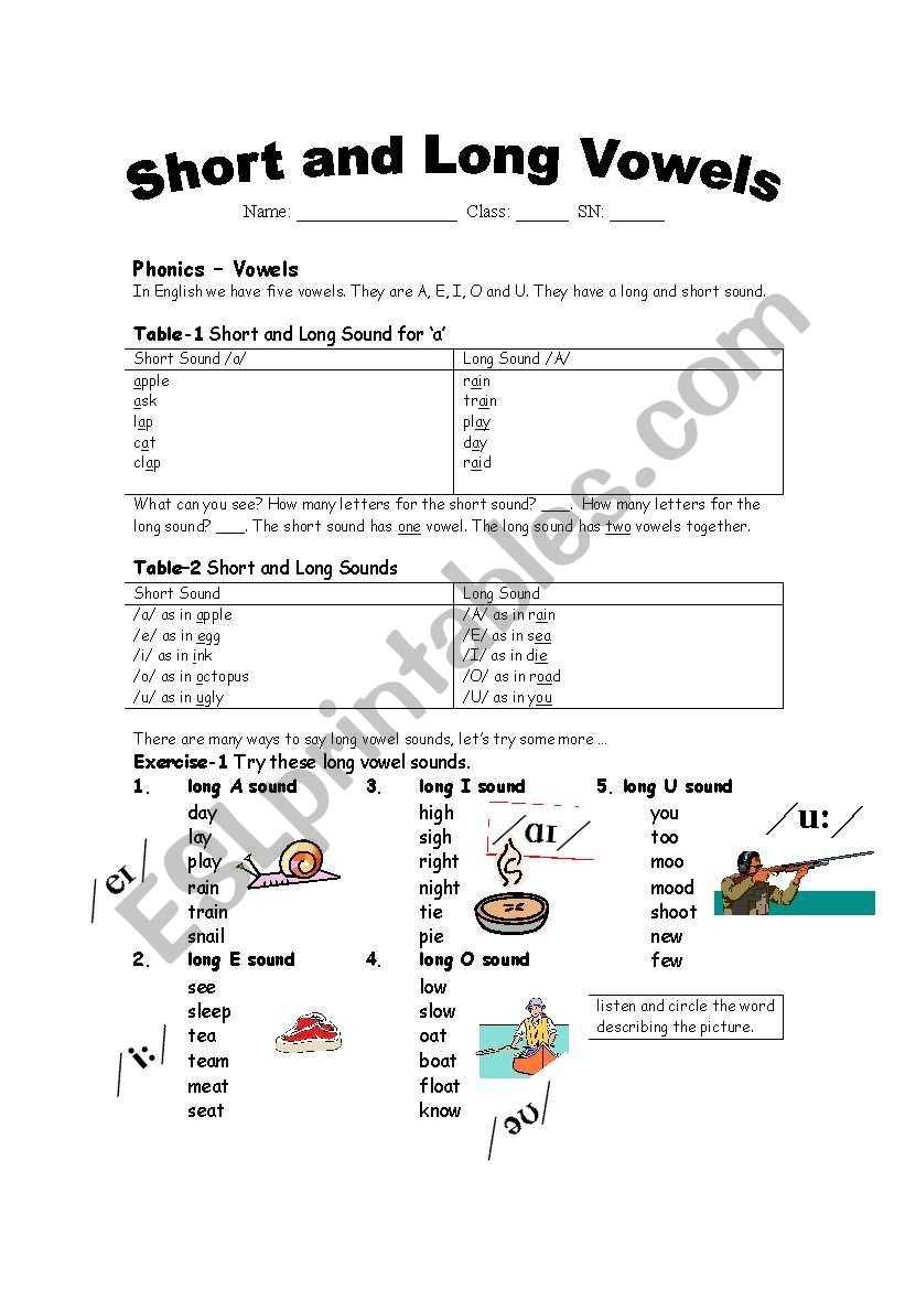 Short And Long Vowels - Esl Worksheet By Darryl Cameron With Regard To Short And Long Vowel Worksheet