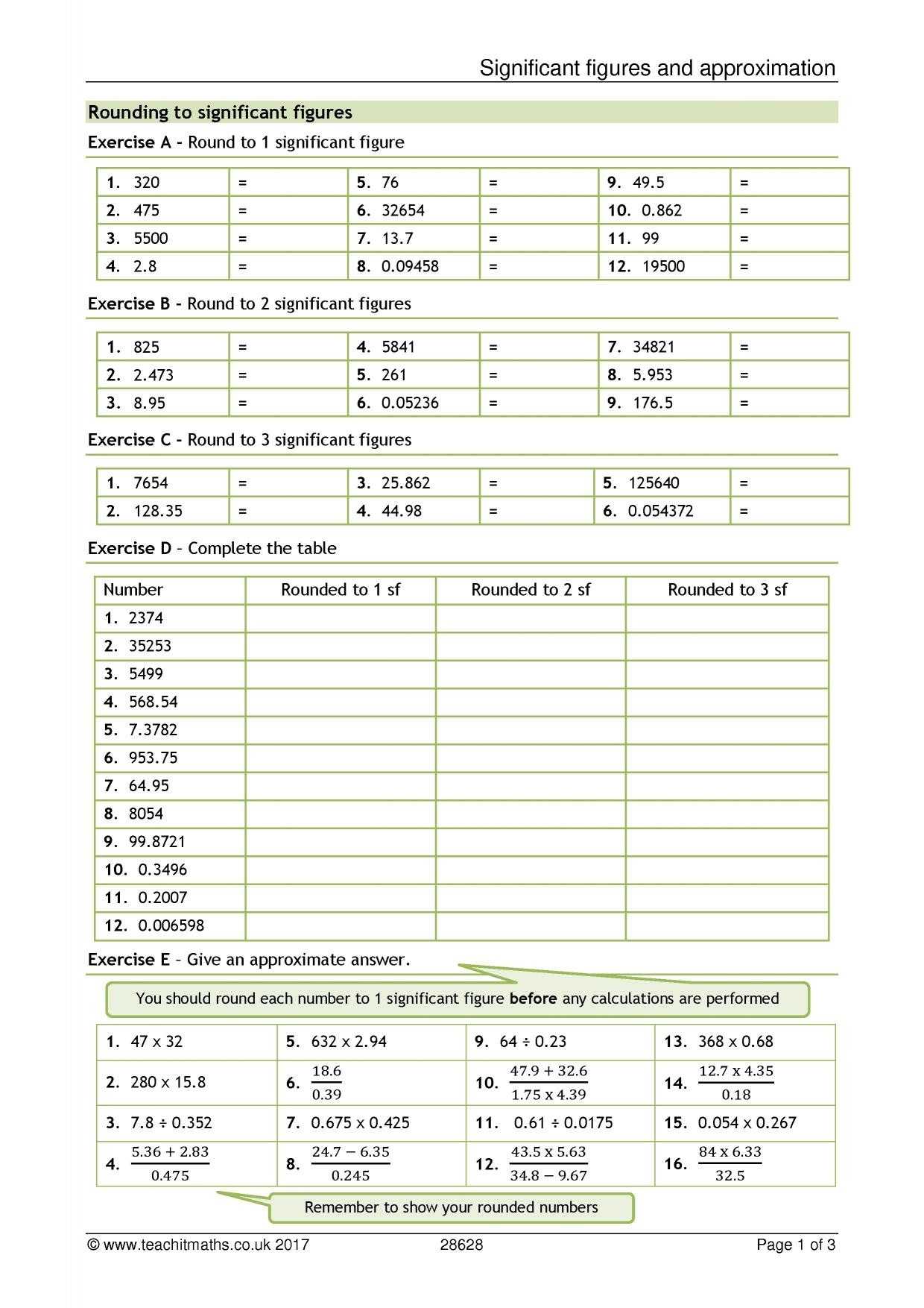 Significant Figures Worksheet Answers | Worksheet For Education For Significant Figures Worksheet Answers