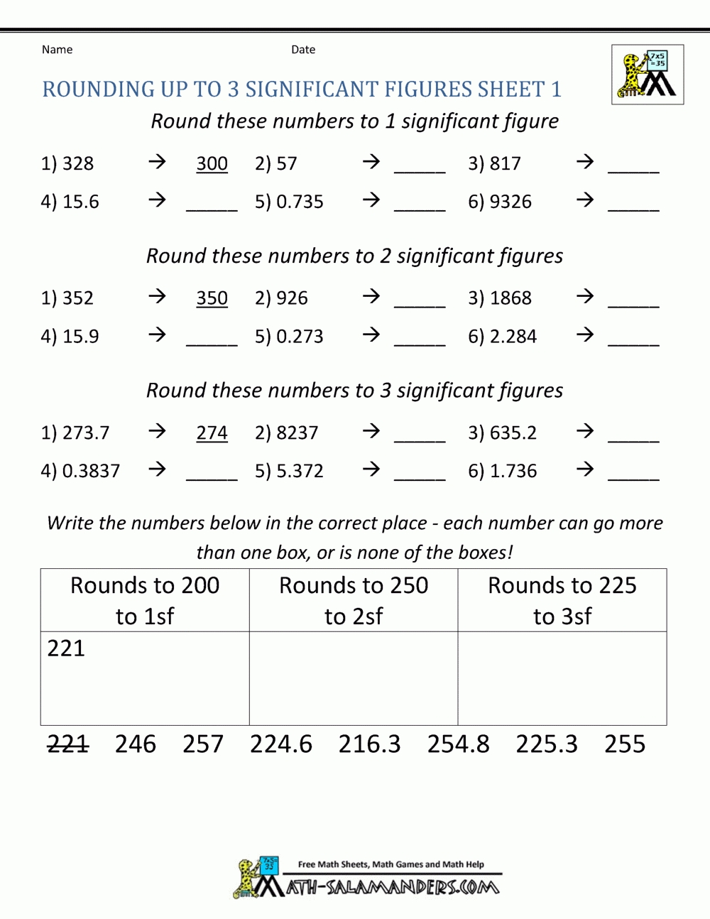 Significant Figures Worksheet With Answers with Sig Figs Worksheet With Answers