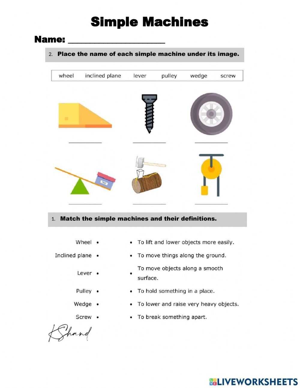 Simple Machines Worksheet Answers pertaining to Simple Machines Worksheet Pdf