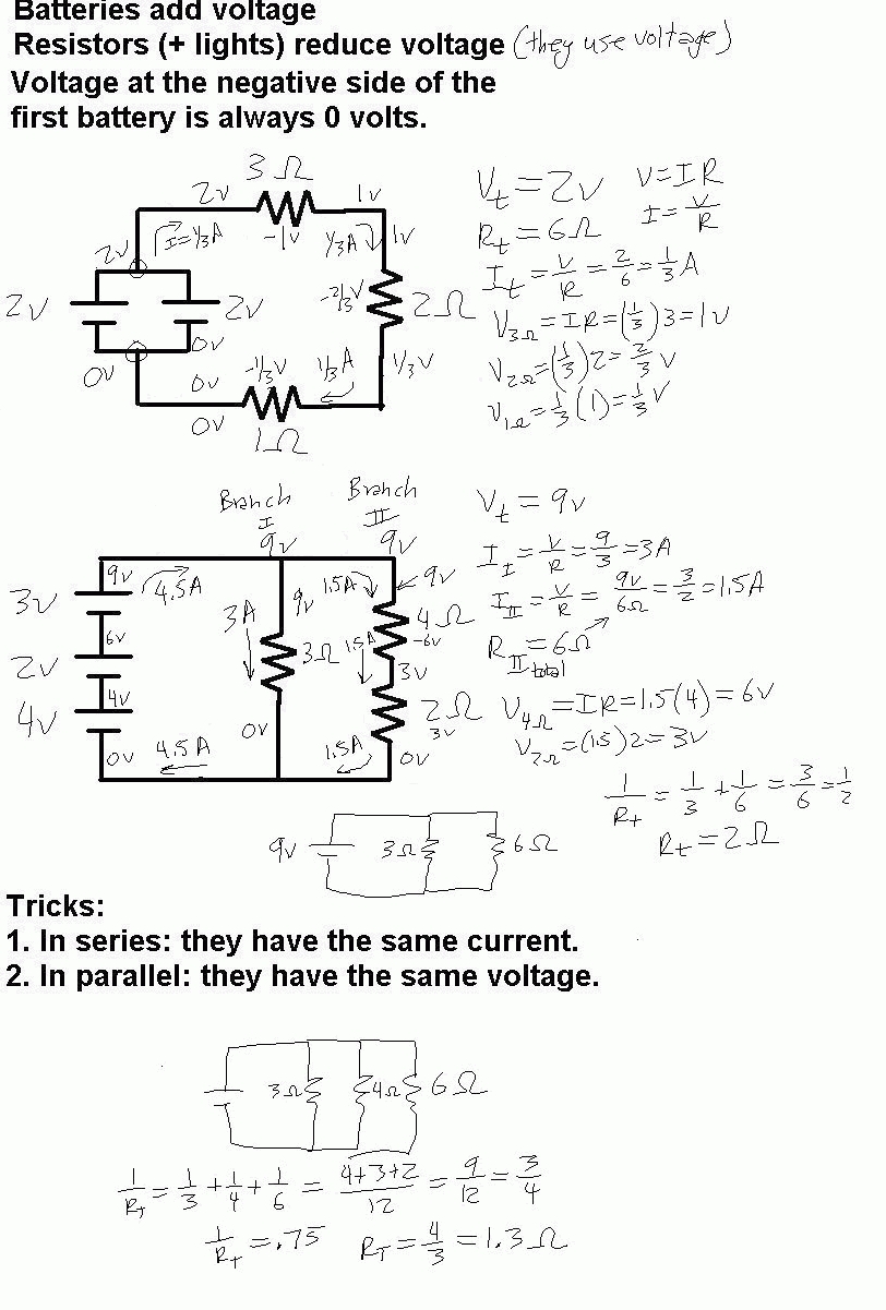 Simple Ohms Law Worksheet regarding Combination Circuits Worksheet With Answers