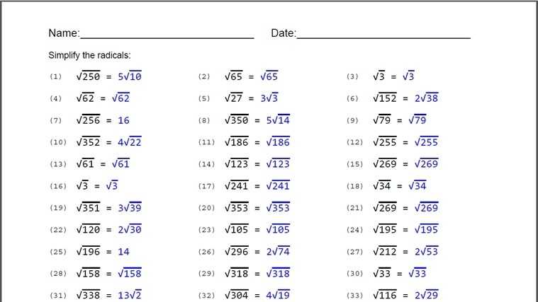 Simplify Radicals Worksheet For Windows 8 And 8.1 Regarding Simplifying Radical Expressions Worksheet Answers