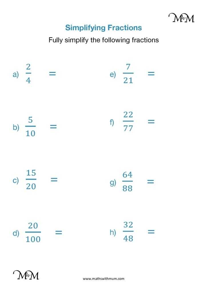 Simplifying Fractions To Simplest Form (Reducing) - Maths With Mum inside Reducing Fractions Worksheet Pdf