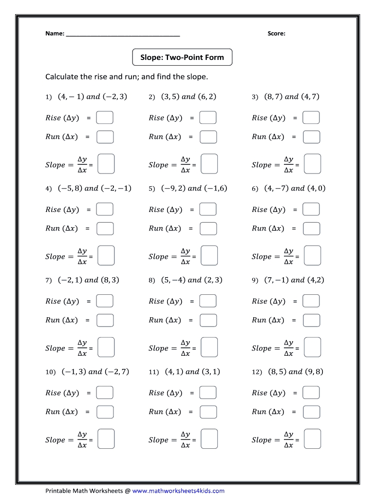 Slope Formula Worksheet - Fill Out And Sign Printable Pdf Template Regarding Point Slope Form Worksheet